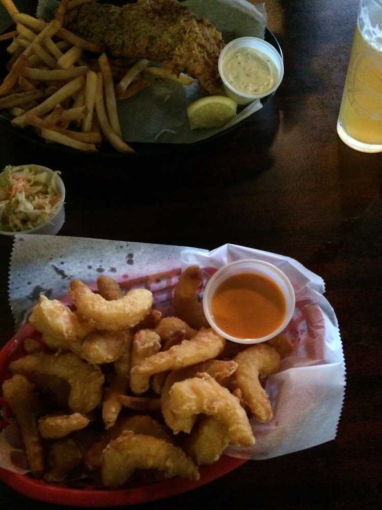 Fish and chips & Bang-Bang Shrimp.